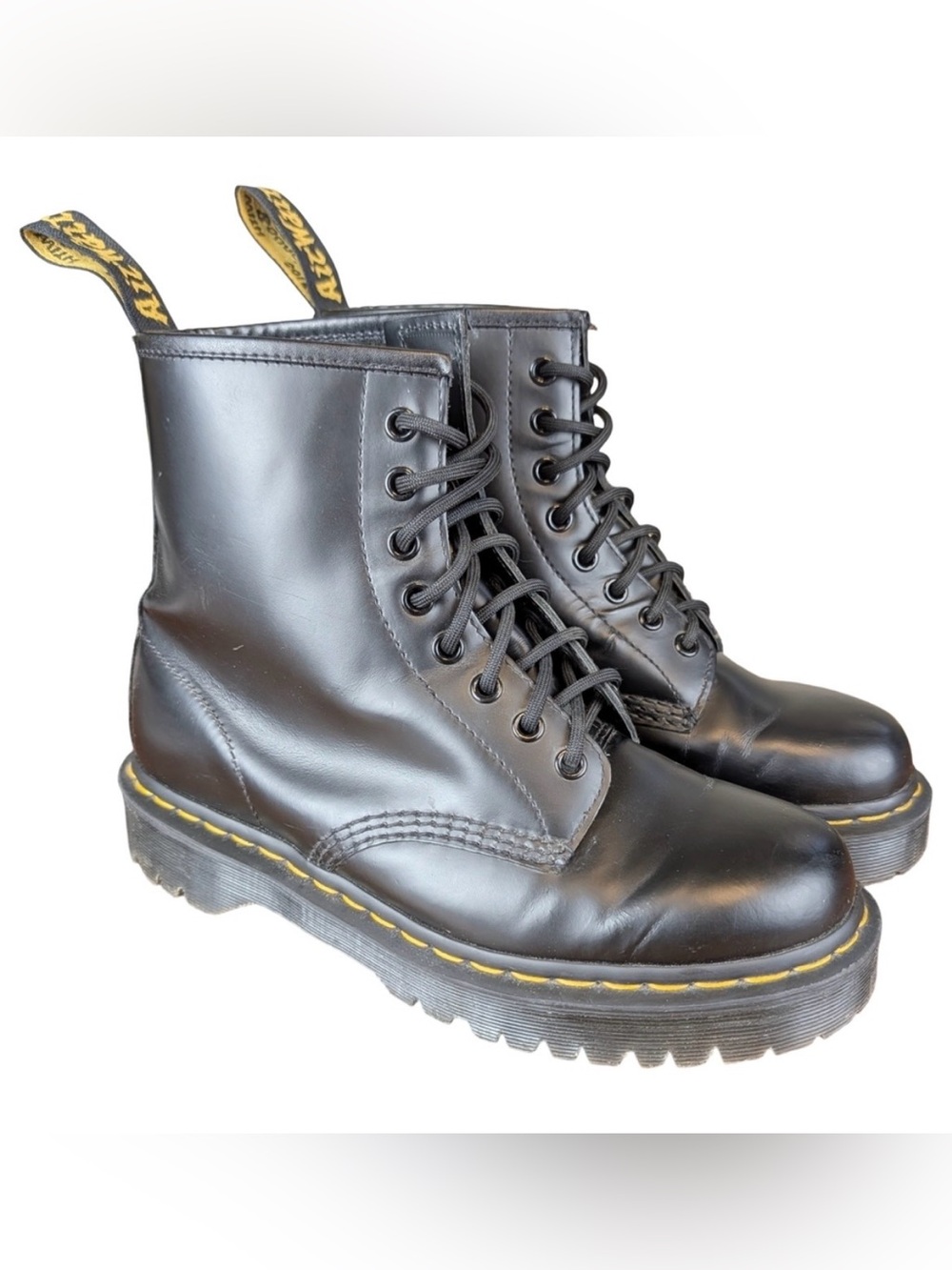 Dr Martens Bex 1460 Black Leather 8 Eye Combat Boots W8 M7 Punk Grunge Goth